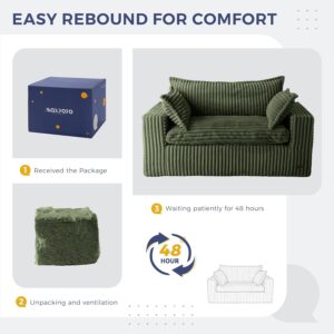 MAXYOYO 59" Bean Bag Sofa Couch, Loveseat Boneless Couch in a Box, Upholstered Small Mini Sofa with Deep Seating for Living Room Bedroom Office Apartment, No Assembly, Green - Image 9