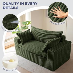 MAXYOYO 59" Bean Bag Sofa Couch, Loveseat Boneless Couch in a Box, Upholstered Small Mini Sofa with Deep Seating for Living Room Bedroom Office Apartment, No Assembly, Green - Image 5