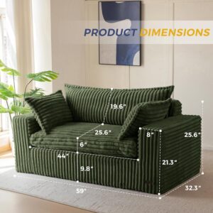 MAXYOYO 59" Bean Bag Sofa Couch, Loveseat Boneless Couch in a Box, Upholstered Small Mini Sofa with Deep Seating for Living Room Bedroom Office Apartment, No Assembly, Green - Image 8