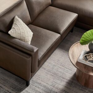 Modway Roscoe Right-Facing Sectional Sofa with Chaise in Espresso - 2-Piece Faux Leather Upholstered Deep Seat Couch, L Shaped Modular for Living Room or Lounge - Image 3
