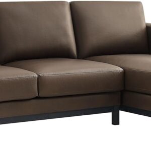 Modway Roscoe Right-Facing Sectional Sofa with Chaise in Espresso - 2-Piece Faux Leather Upholstered Deep Seat Couch, L Shaped Modular for Living Room or Lounge - Image 6