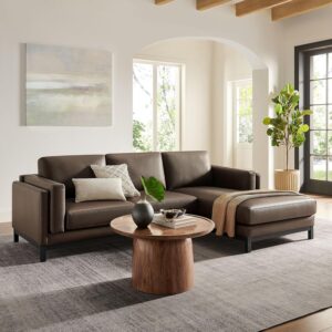 Modway Roscoe Right-Facing Sectional Sofa with Chaise in Espresso - 2-Piece Faux Leather Upholstered Deep Seat Couch, L Shaped Modular for Living Room or Lounge - Image 8