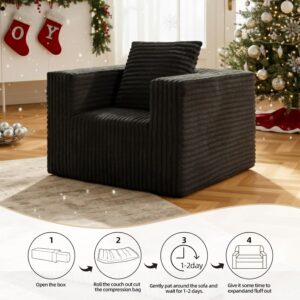 Single Cloud Sofa, Giant Bean Bag Chair with High Backrest & Wider Armrest, Foam Boneless Couch for Small Spaces, Comfy Furry Sofas with Pillows for Living Room, Bedroom, Apartment, Dorm, Office - Image 2