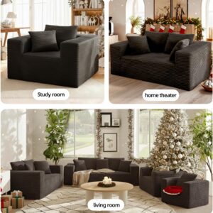 Single Cloud Sofa, Giant Bean Bag Chair with High Backrest & Wider Armrest, Foam Boneless Couch for Small Spaces, Comfy Furry Sofas with Pillows for Living Room, Bedroom, Apartment, Dorm, Office - Image 3