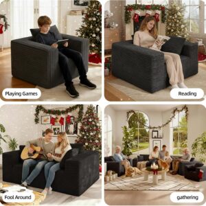 Single Cloud Sofa, Giant Bean Bag Chair with High Backrest & Wider Armrest, Foam Boneless Couch for Small Spaces, Comfy Furry Sofas with Pillows for Living Room, Bedroom, Apartment, Dorm, Office - Image 4