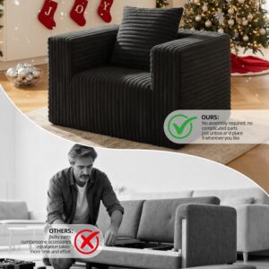 Single Cloud Sofa, Giant Bean Bag Chair with High Backrest & Wider Armrest, Foam Boneless Couch for Small Spaces, Comfy Furry Sofas with Pillows for Living Room, Bedroom, Apartment, Dorm, Office - Image 5