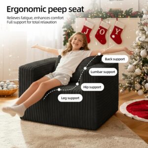 Single Cloud Sofa, Giant Bean Bag Chair with High Backrest & Wider Armrest, Foam Boneless Couch for Small Spaces, Comfy Furry Sofas with Pillows for Living Room, Bedroom, Apartment, Dorm, Office - Image 6