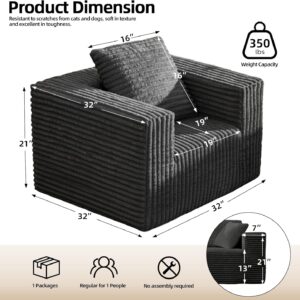 Single Cloud Sofa, Giant Bean Bag Chair with High Backrest & Wider Armrest, Foam Boneless Couch for Small Spaces, Comfy Furry Sofas with Pillows for Living Room, Bedroom, Apartment, Dorm, Office - Image 8