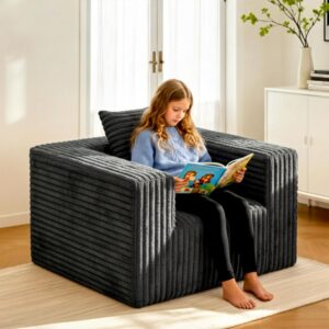 Single Cloud Sofa, Giant Bean Bag Chair with High Backrest & Wider Armrest, Foam Boneless Couch for Small Spaces, Comfy Furry Sofas with Pillows for Living Room, Bedroom, Apartment, Dorm, Office - Image 10