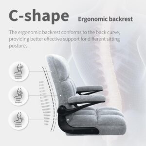 Office Chair with Wheels, Ergonomic Rolling Desk Chair with Flip-up Armrest, Adjustable Home Office Computer Chair Teddy Fleece - Image 4