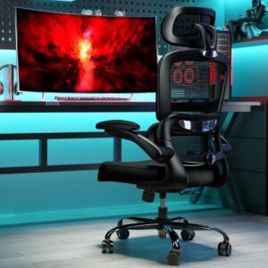 TRALT Office Chair Ergonomic Desk Chair, 330 LBS Home Mesh Office Desk Chairs with Wheels, Comfortable Gaming Chair, High Back Office Chair for Long Hours (Black) - Image 2