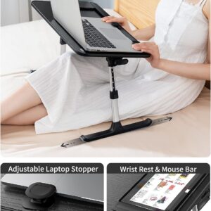 SAIJI Height & Angle Adjustable Laptop Stand for Bed, Lap Desk Bed Tray Table, Light Weight Foldable Portable Laptop Table for Couch Sofa Chair Floor Desk for Adults, Kids (52*30cm Black) - Image 6