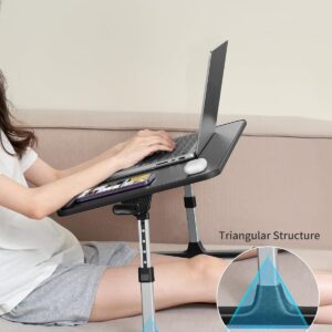 SAIJI Height & Angle Adjustable Laptop Stand for Bed, Lap Desk Bed Tray Table, Light Weight Foldable Portable Laptop Table for Couch Sofa Chair Floor Desk for Adults, Kids (52*30cm Black) - Image 7