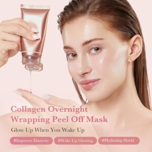 medicube Wrapping Mask Collagen Overnight Peel Off Facial Mask | Elasticity & Hydration Care, Reduces Sagging & Dullness | Hydrolyzed Collagen For Glowing Skin | Korean Skin Care, 2.53 fl.oz - Image 7