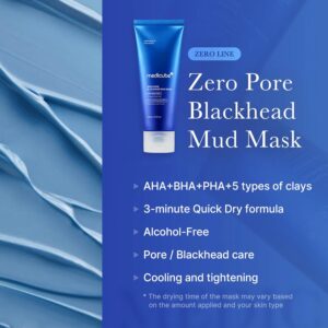 Medicube Zero Pore Blackhead Mud Facial Mask - Skin Cooling & Pore Tightening - 3 Minute Quick Dry Formula with AHA, BHA, PHA, and Pore-Purifying Clay - Korean Mud Mask 3.52 oz - Image 7