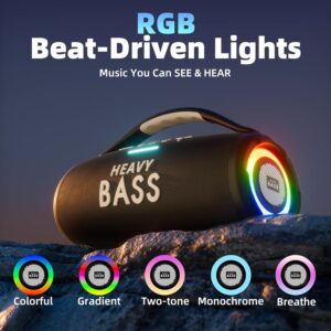 HEAVY BASS Speakers Bluetooth Wireless, 80W Max Loud Portable Speaker with Bass, 20H Playtime, IPX6 Waterproof, Dual Pairing, Gift Ideal for Adults Men Women Teen Boys Girls (Black, Large) - Image 4