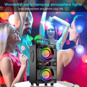 Wireless 100ft Outdoor Speaker, Support FM Radio, LED Colorful Lights, Stereo Sound, for Home, Party, Travel - Image 3