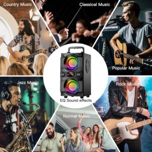 Wireless 100ft Outdoor Speaker, Support FM Radio, LED Colorful Lights, Stereo Sound, for Home, Party, Travel - Image 4