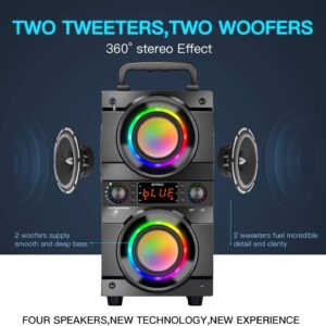 Wireless 100ft Outdoor Speaker, Support FM Radio, LED Colorful Lights, Stereo Sound, for Home, Party, Travel - Image 6