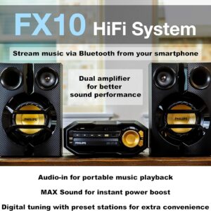 PHILIPS FX10 Bluetooth Stereo System for Home with CD Player , MP3, USB, FM Radio, Bass Reflex Speaker, 230 W, Remote Control Included - Image 5
