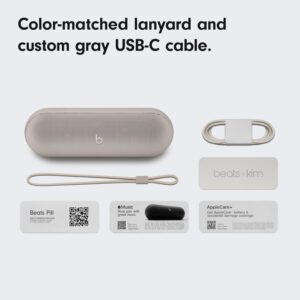 Beats Pill x Kim Kardashian - Wireless Bluetooth Speaker and Portable Charger via USB-C - Up to 24 Hours Battery Life, IP67 Water Resistant, Apple & Android Compatible, Built-in Mic – Light Gray - Image 3