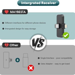MAYBESTA Wireless Mini Microphone for iPhone, Android Phone - Lavalier Lapel Mic for Audio Video Recording - Clip on Content Creator Microphones for YouTube Tiktok Podcast Vlogging - Image 6