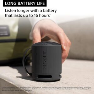 Sony SRS-XB100 Wireless Bluetooth Portable Lightweight Super-Compact Travel Speaker, Durable IP67 Waterproof & Dustproof Shower Speaker, 16 Hour Battery, Versatile Strap, & Hands-free Calling, Black - Image 4