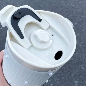 1pc 1200ml large-capacity double-drink stainless steel vacuum insulated cup with handle, pearl car cup, outdoor camping - Image 4