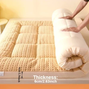 1pc Luxury Milk Velvet Mattress Pad,Warmth Winter Cold Protection Ultra Soft Comfortable Thickened Quilted Bed Protector Cover - Image 5