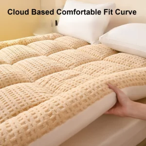 1pc Luxury Milk Velvet Mattress Pad,Warmth Winter Cold Protection Ultra Soft Comfortable Thickened Quilted Bed Protector Cover - Image 6