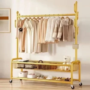 Gold Heavy Duty Garment Rack, Sturdy Standing Clothes Hanger with Thick Frame for Home, Dorm Room, Bedroom & Living Room Storage - Image 5