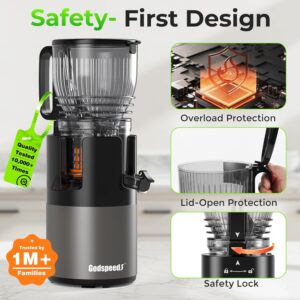 Juicer Machines with 5.8" Large Feed Chute, Slow Masticating Cold Press Juicer for Whole Fruits & Vegetables, Easy to Clean Design, High Juice Yield Home Juicer for Daily Wellness - Image 2