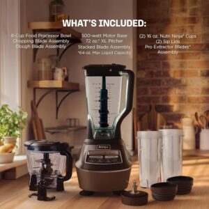Ninja Kitchen System | All-in-One Food Processor & Blender for Smoothies | Includes Pitcher, (2) 16 oz. To-Go Cups & 8-Cup Bowl | Makes Salsa, Dough, Shakes, & Frozen Drinks | 1500W | Black | BL770 - Image 2