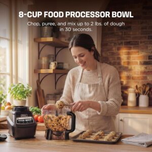 Ninja Kitchen System | All-in-One Food Processor & Blender for Smoothies | Includes Pitcher, (2) 16 oz. To-Go Cups & 8-Cup Bowl | Makes Salsa, Dough, Shakes, & Frozen Drinks | 1500W | Black | BL770 - Image 6