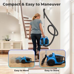 Canister Vacuums 45Kpa 1600W Canister Vacuum Cleaners for Home Double HEPA Filter 4.5Qt Bagless Vacuum Cleaner Lightweight Canister Vacuum Cleaner for Hard Floors Carpet Pet Upholstery Tiles Car Blue - Image 4