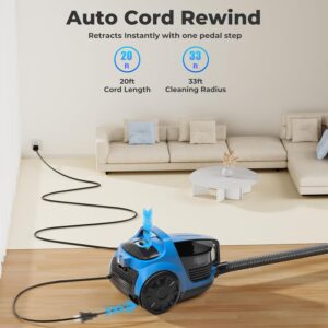 Canister Vacuums 45Kpa 1600W Canister Vacuum Cleaners for Home Double HEPA Filter 4.5Qt Bagless Vacuum Cleaner Lightweight Canister Vacuum Cleaner for Hard Floors Carpet Pet Upholstery Tiles Car Blue - Image 3