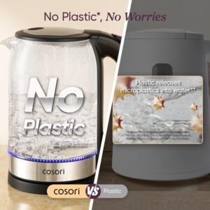 Cosori Electric Kettle, No Plastic Contact With Water, Wide Mouth For Easy Cleaning, Auto Shut Off, 1.7L Tea Kettle & Hot Water Boiler, Water Heater & Teapot, Borosilicate Glass, Black, 1500W - Image 5