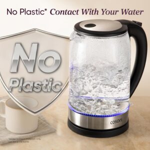 Cosori Electric Kettle, No Plastic Contact With Water, Wide Mouth For Easy Cleaning, Auto Shut Off, 1.7L Tea Kettle & Hot Water Boiler, Water Heater & Teapot, Borosilicate Glass, Black, 1500W - Image 7