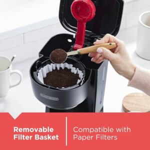 BLACK+DECKER 12-Cup Coffee Maker with Easy On/Off Switch, Easy Pour, Non-Drip Carafe with Removable Filter Basket, Vortex Technology, Black - Image 4