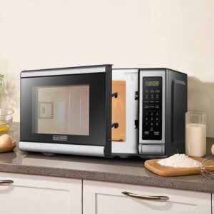 BLACK+DECKER EM720CB7 Digital Microwave Oven with Turntable Push-Button Door, Child Safety Lock, 700W, Stainless Steel, 0.7 Cu.ft - Image 4