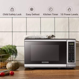 BLACK+DECKER EM720CB7 Digital Microwave Oven with Turntable Push-Button Door, Child Safety Lock, 700W, Stainless Steel, 0.7 Cu.ft - Image 7