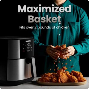 Chefman Air Fryer 8 Qt | TurboFry® 4-in-1 with 450°F Hi-Fry Option for Crispier Results | Bake, Dehydrate, Frozen | XL Nonstick Dishwasher-Safe Basket | Stainless Steel - Image 6