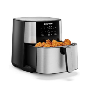 Chefman Air Fryer 8 Qt | TurboFry® 4-in-1 with 450°F Hi-Fry Option for Crispier Results | Bake, Dehydrate, Frozen | XL Nonstick Dishwasher-Safe Basket | Stainless Steel - Image 8