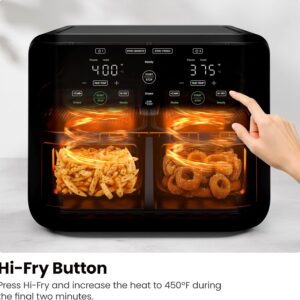 Chefman 6 Quart Dual Basket Air Fryer - Digital Touchscreen, Smart Sync Finish, Hi-Fry, Auto Shutoff, 2 Independent 3QT Nonstick Dishwasher-Safe Frying Baskets - Digital Double Air Fryer - Black - Image 4