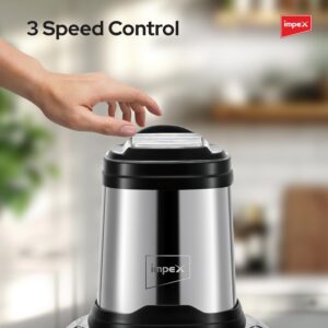 Impex Electric Food Chopper 3Ltr Food Processor Blender,3 Speed Adjustable Meat Grinder, Stainless Steel Body And 6Pcs Stainless Steel Blade, Multi Food Chopper For Meat, Vegetables, Fruits And Nuts 3 L 400 W FC 3206 Silver - Image 6