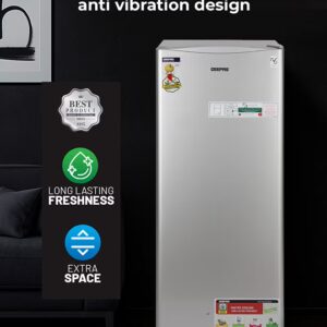 GEEPAS 220L Gross/ 173L Gross Capacity, Defrost Single Door Refrigerator- GRF2050SPE/ Quick Cooling, Low Noise, Easy Cleaning/ with Recessed Handle and Glass Shelves, Perfect for Small Spaces, Apartments, etc 50 W GRF2050SPE Silver - Image 2