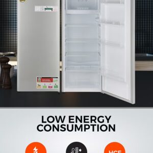 GEEPAS 220L Gross/ 173L Gross Capacity, Defrost Single Door Refrigerator- GRF2050SPE/ Quick Cooling, Low Noise, Easy Cleaning/ with Recessed Handle and Glass Shelves, Perfect for Small Spaces, Apartments, etc 50 W GRF2050SPE Silver - Image 5