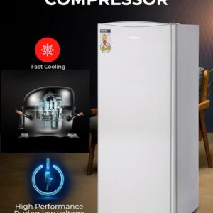 GEEPAS 220L Gross/ 173L Gross Capacity, Defrost Single Door Refrigerator- GRF2050SPE/ Quick Cooling, Low Noise, Easy Cleaning/ with Recessed Handle and Glass Shelves, Perfect for Small Spaces, Apartments, etc 50 W GRF2050SPE Silver - Image 6