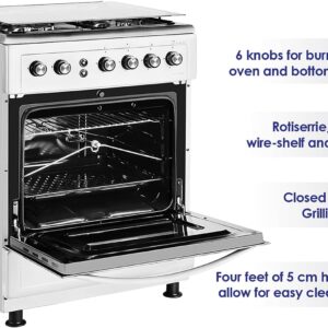 SUPER GENERAL 4 Burner Gas Grill Oven 60 x 60 cm ,Full-Safety, Stainless-Steel Cooker, Gas Oven With Rotisserie, Automatic Ignition SGC6470MSFS Black/Silver - Image 7