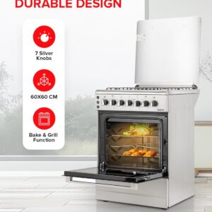 GEEPAS 60 * 60 Cooking Range - 4 Gas Euro Pool Type Burners Convection Single Oven with Rotisserie Function, Glass Lid | Perfect for Cook, Bake & Grill | 1 Year Manufacturer Warranty - Image 4